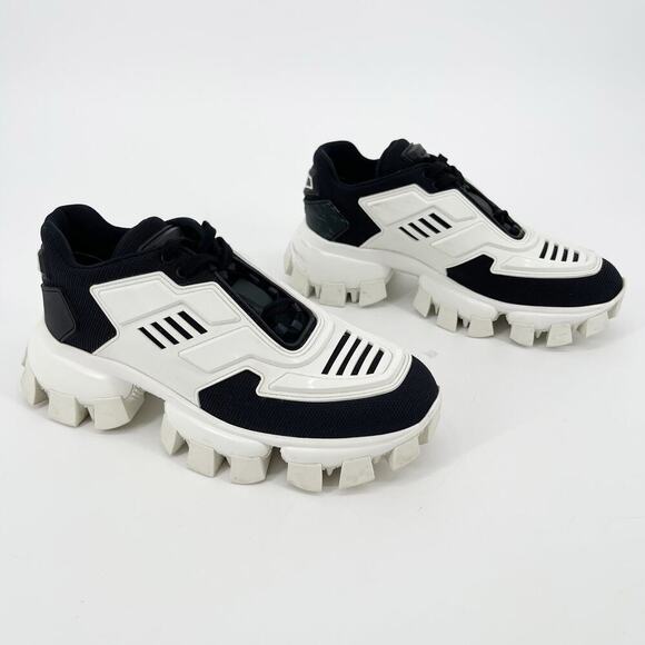 Prada Black White Cloudbust Thunder Logo Chunky Lugsole Sneaker Trainer IT 37.5 - Picture 1 of 14